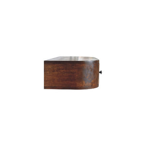 43 Inch Chestnut Solid Wood Floating Console with Open Shelf and Dual Drawers