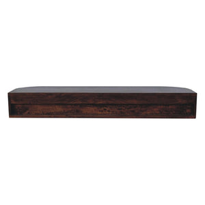43 Inch Chestnut Solid Wood Floating Console with Open Shelf and Dual Drawers