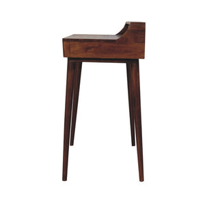 39 Inch Solid Wood Entryway Console Featuring Two Drawers Open Shelf Chestnut Finish