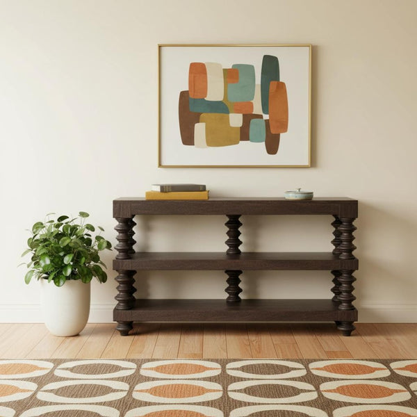 HomeRoots 32" Brown Solid Wood Console Table with Two Drawers - Stylish, Versatile Storage for Any Space 719175