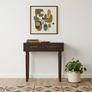 HomeRoots 32" Brown Solid Wood Console Table with Two Drawers - Stylish Storage for Entryway or Living Room 719176