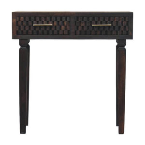 HomeRoots 32" Brown Solid Wood Console Table with Two Drawers - Stylish Storage for Entryway or Living Room 719176
