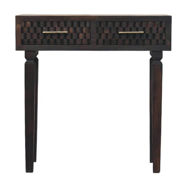 HomeRoots 32" Brown Solid Wood Console Table with Two Drawers - Stylish Storage for Entryway or Living Room 719176