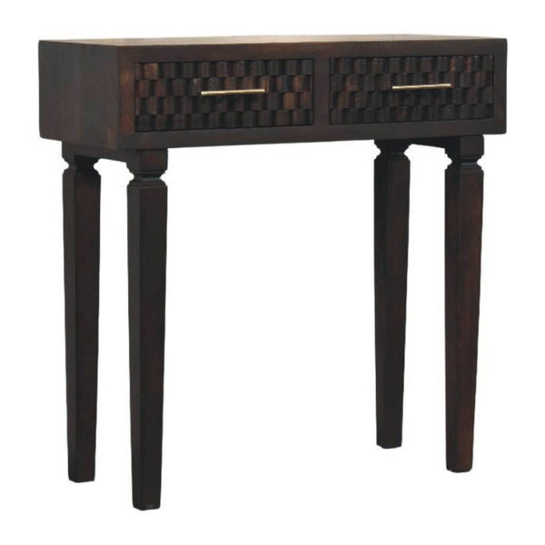 HomeRoots 32" Brown Solid Wood Console Table with Two Drawers - Stylish Storage for Entryway or Living Room 719176