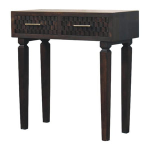 HomeRoots 32" Brown Solid Wood Console Table with Two Drawers - Stylish Storage for Entryway or Living Room 719176
