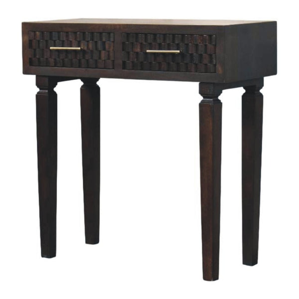 HomeRoots 32" Brown Solid Wood Console Table with Two Drawers - Stylish Storage for Entryway or Living Room 719176