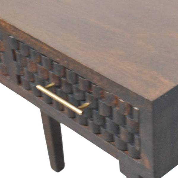HomeRoots 32" Brown Solid Wood Console Table with Two Drawers - Stylish Storage for Entryway or Living Room 719176