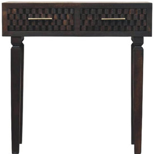 HomeRoots 32" Brown Solid Wood Console Table with Two Drawers - Stylish Storage for Entryway or Living Room 719176