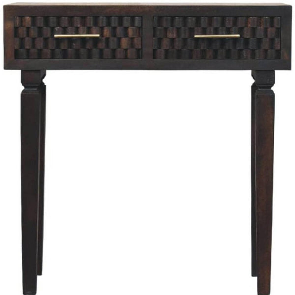 HomeRoots 32" Brown Solid Wood Console Table with Two Drawers - Stylish Storage for Entryway or Living Room 719176