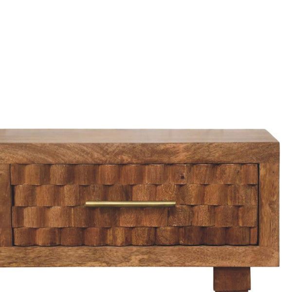 HomeRoots 35" Chestnut Solid Wood TV Stand with Enclosed & Open Storage – Stylish Home Theater Solution 719177