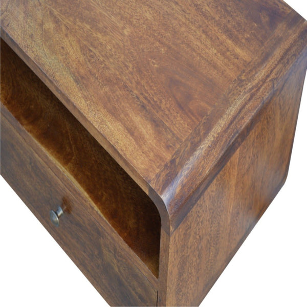 HomeRoots 35" Mid-Century Solid Mango Wood TV Stand with Open Storage & Drawers – Stylish & Versatile Design 719179