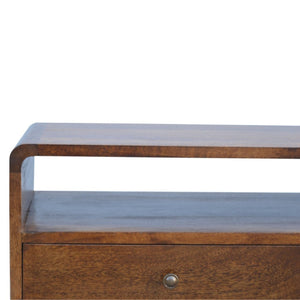 HomeRoots 35" Mid-Century Solid Mango Wood TV Stand with Open Storage & Drawers – Stylish & Versatile Design 719179