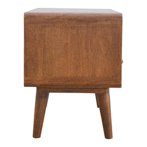 HomeRoots 35" Mid-Century Solid Mango Wood TV Stand with Open Storage & Drawers – Stylish & Versatile Design 719179