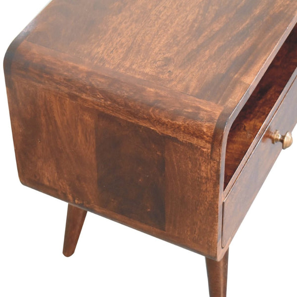 HomeRoots 35" Handcrafted Solid Wood TV Stand - Mid-Century Modern Media Center with Open & Concealed Storage 719181