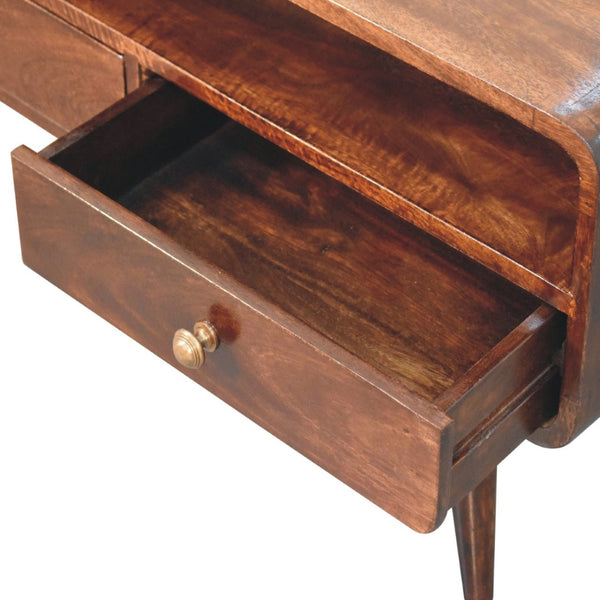 HomeRoots 35" Handcrafted Solid Wood TV Stand - Mid-Century Modern Media Center with Open & Concealed Storage 719181
