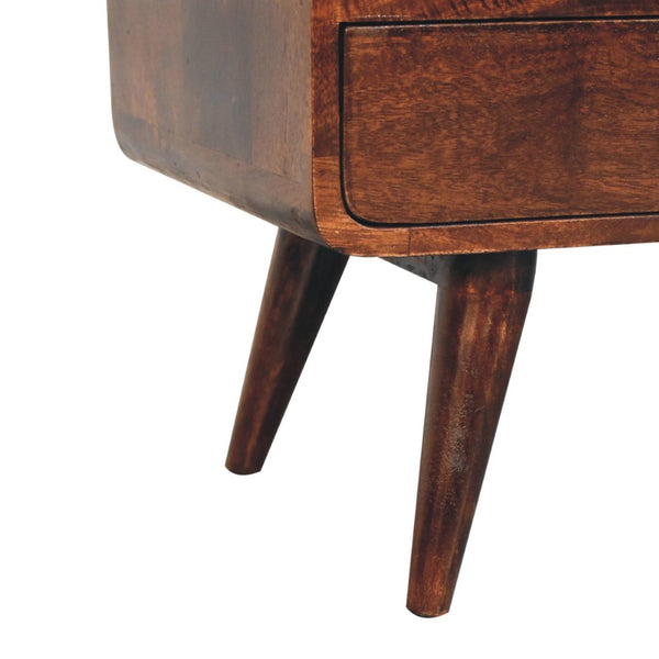 HomeRoots 35" Handcrafted Solid Wood TV Stand - Mid-Century Modern Media Center with Open & Concealed Storage 719181