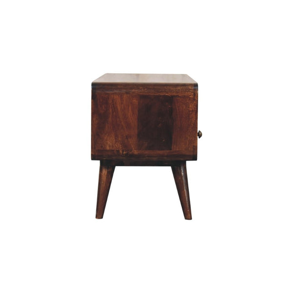 HomeRoots 35" Handcrafted Solid Wood TV Stand - Mid-Century Modern Media Center with Open & Concealed Storage 719181
