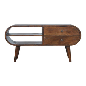 HomeRoots 45" Solid Mango Wood TV Stand with Open Shelving & Enclosed Storage for Modern Living Spaces 719182
