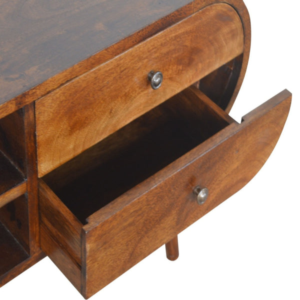 HomeRoots 45" Solid Mango Wood TV Stand with Open Shelving & Enclosed Storage for Modern Living Spaces 719182