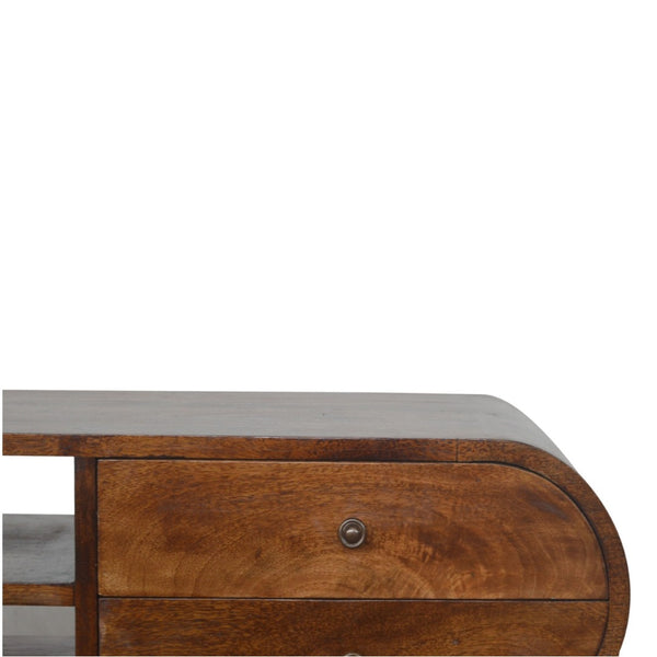 HomeRoots 45" Solid Mango Wood TV Stand with Open Shelving & Enclosed Storage for Modern Living Spaces 719182
