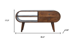 HomeRoots 45" Solid Mango Wood TV Stand with Open Shelving & Enclosed Storage for Modern Living Spaces 719182