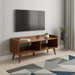 HomeRoots 35" Solid Mango Wood TV Stand - Stylish Enclosed & Open Storage for Modern Living Spaces, Versatile Design 719183