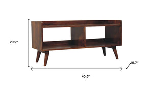 HomeRoots 35" Solid Mango Wood TV Stand - Stylish Enclosed & Open Storage for Modern Living Spaces, Versatile Design 719183