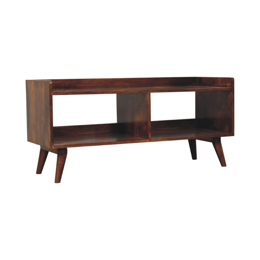 HomeRoots 35" Solid Mango Wood TV Stand - Stylish Enclosed & Open Storage for Modern Living Spaces, Versatile Design 719183