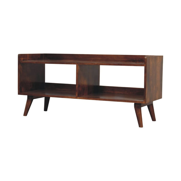 HomeRoots 35" Solid Mango Wood TV Stand - Stylish Enclosed & Open Storage for Modern Living Spaces, Versatile Design 719183