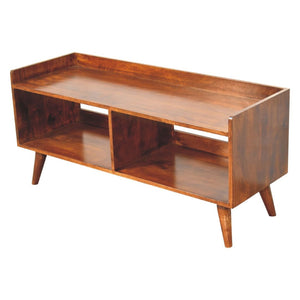 HomeRoots 35" Solid Mango Wood TV Stand - Stylish Enclosed & Open Storage for Modern Living Spaces, Versatile Design 719183