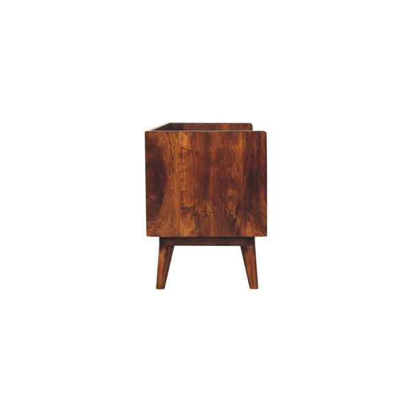 HomeRoots 35" Solid Mango Wood TV Stand - Stylish Enclosed & Open Storage for Modern Living Spaces, Versatile Design 719183
