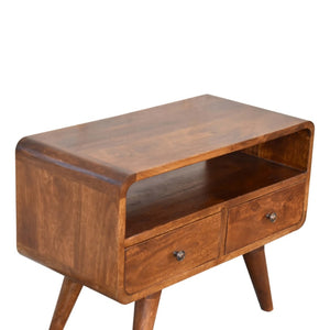 HomeRoots 35" Handcrafted Brown Solid Mango Wood TV Stand - Mid-Century Modern Storage & Display Solution 719185