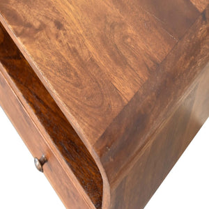HomeRoots 35" Handcrafted Brown Solid Mango Wood TV Stand - Mid-Century Modern Storage & Display Solution 719185