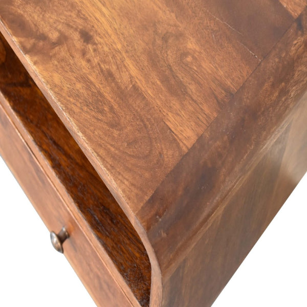 HomeRoots 35" Handcrafted Brown Solid Mango Wood TV Stand - Mid-Century Modern Storage & Display Solution 719185