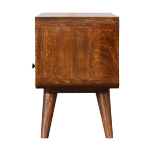 HomeRoots 35" Handcrafted Brown Solid Mango Wood TV Stand - Mid-Century Modern Storage & Display Solution 719185