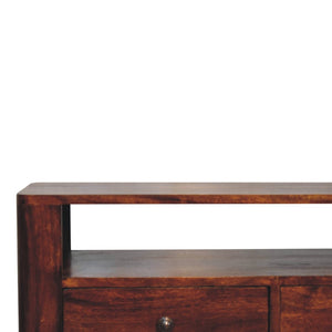 HomeRoots 43" Brown Solid Wood TV Stand with Enclosed Storage & Open Shelves for Modern Living Spaces 719186