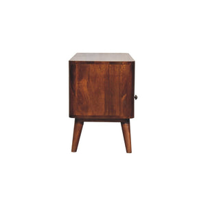 HomeRoots 43" Brown Solid Wood TV Stand with Enclosed Storage & Open Shelves for Modern Living Spaces 719186