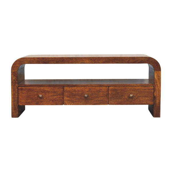HomeRoots 47" Elegant Brown Solid Wood TV Stand with Open Storage, Perfect for Modern Living Spaces & Decor 719187