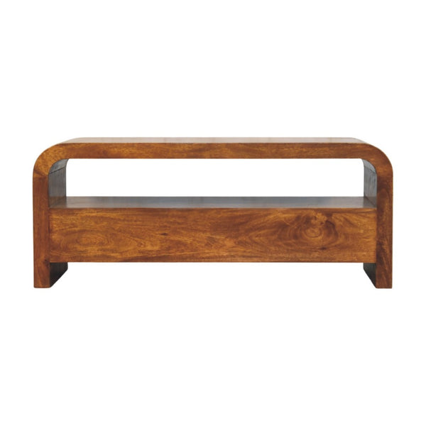 HomeRoots 47" Elegant Brown Solid Wood TV Stand with Open Storage, Perfect for Modern Living Spaces & Decor 719187