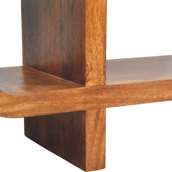 HomeRoots 35" Solid Mango Wood TV Stand with Stylish Open Shelves and Enclosed Storage for Modern Living Spaces 719188
