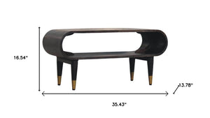 HomeRoots 43" Solid Wood TV Stand - Handcrafted Brown Media Center with Open Shelving & Enclosed Storage Design 719189
