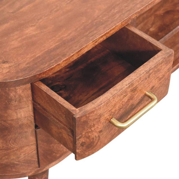 HomeRoots 26" Solid Mango Wood Open Shelving TV Stand - Stylish Media Center with Curved Edges & Versatile Storage 719190