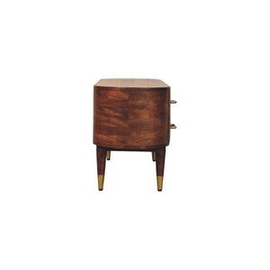 HomeRoots 26" Solid Mango Wood Open Shelving TV Stand - Stylish Media Center with Curved Edges & Versatile Storage 719190