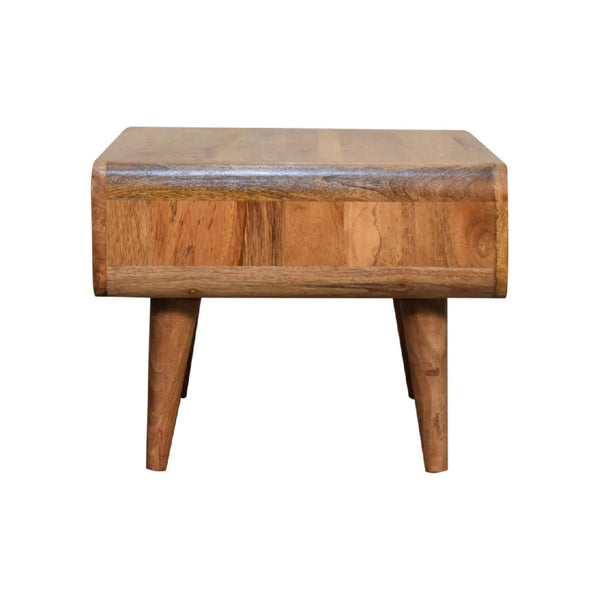 HomeRoots 35" Elegant Solid Mango Wood TV Stand with Mid-Century Design, Open Shelving & Enclosed Storage Space 719191