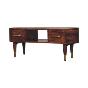 HomeRoots 35" Brown Solid Wood TV Stand with Open & Enclosed Storage for Modern Living Room Organization 719193