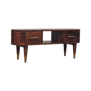 HomeRoots 35" Brown Solid Wood TV Stand with Open & Enclosed Storage for Modern Living Room Organization 719193