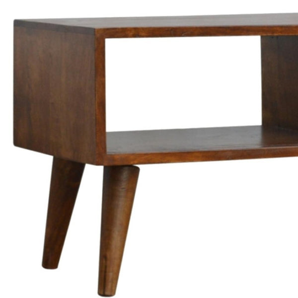 HomeRoots 43" Solid Mango Wood TV Stand with Open Shelving & Enclosed Storage for Modern Living Room Style 719194
