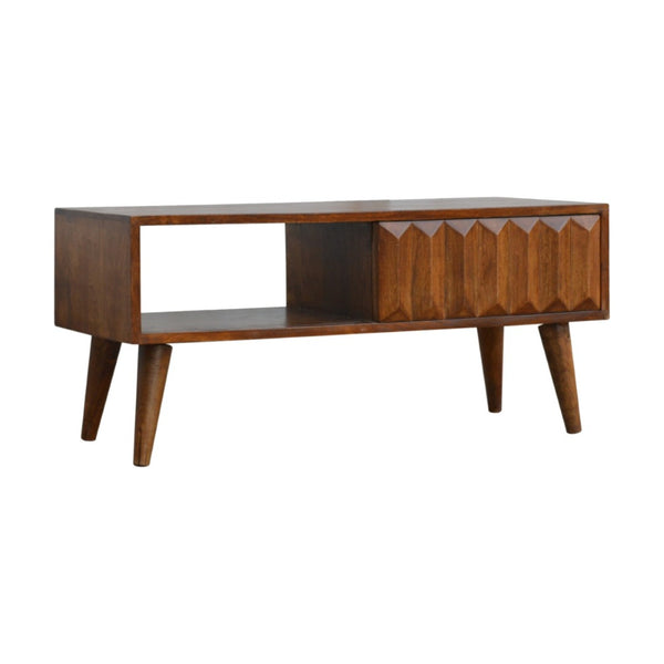 HomeRoots 43" Solid Mango Wood TV Stand with Open Shelving & Enclosed Storage for Modern Living Room Style 719194