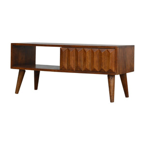 HomeRoots 43" Solid Mango Wood TV Stand with Open Shelving & Enclosed Storage for Modern Living Room Style 719194