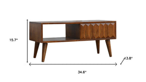 HomeRoots 43" Solid Mango Wood TV Stand with Open Shelving & Enclosed Storage for Modern Living Room Style 719194
